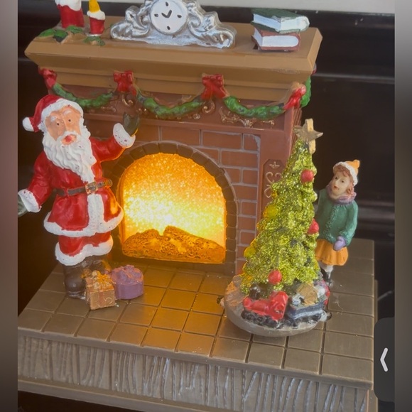 Fireside Santa Rotating Christmas Tree light Up Fireplace Straits trading EUC - Picture 3 of 6